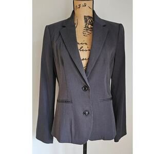 Mango Pinstripe Suit Blazer, 2 Button, Lapel Collar, Faux Pockets, Womens Sz 8